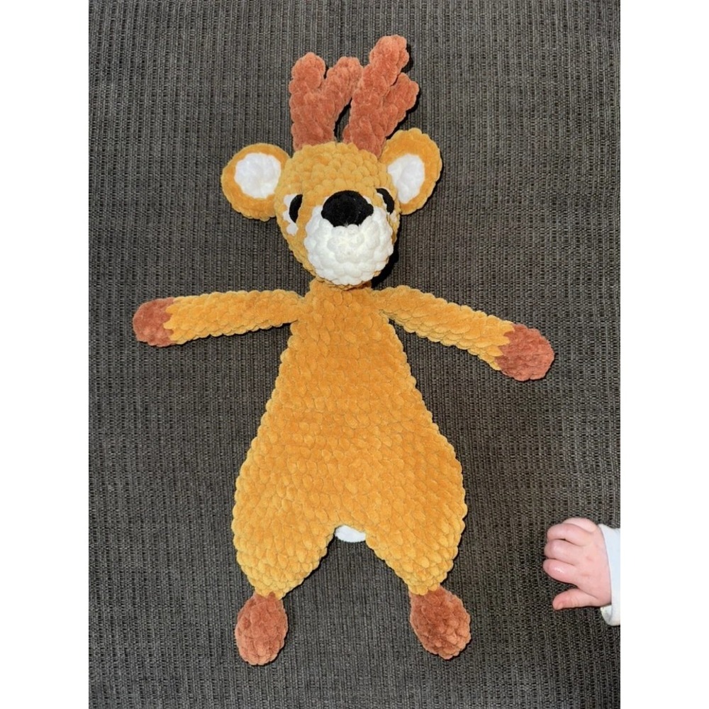 Plush Deer Stuffed Animal Golden‎ Brown Crochet Kids Toy Holiday Christmas